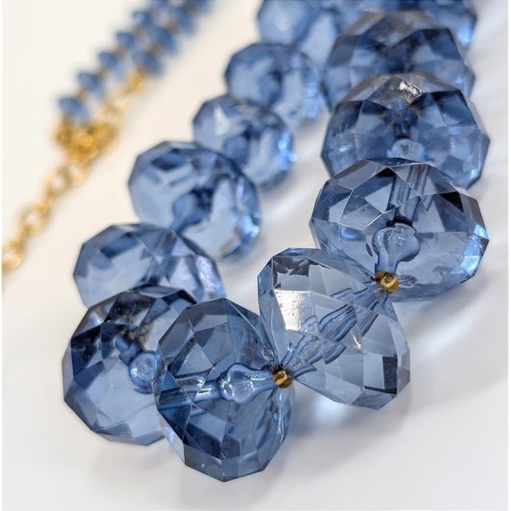Joan Rivers Blue Glass Faceted Bead Necklace Graduated Hollywood Regency - Picture 10 of 12